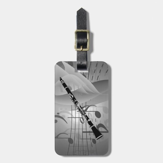 クラリネットとミュージカルアクセント ラゲッジタグ (正面縦)