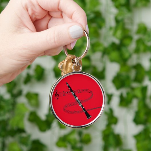クラリネットと音楽ノート キーホルダー (手)