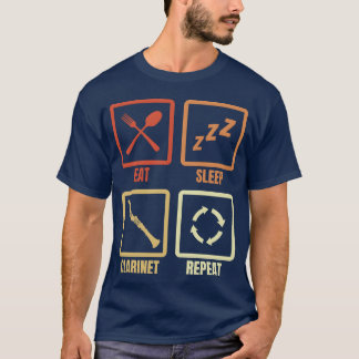クラリネットに恋してクラリネットに癒されて クラシック音楽好きのためのレトロ風デザイン Tシャツ