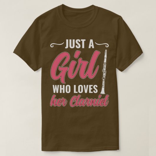 クラリネットの女性クラを愛する女おもしろいの子 Tシャツ (デザイン正面)