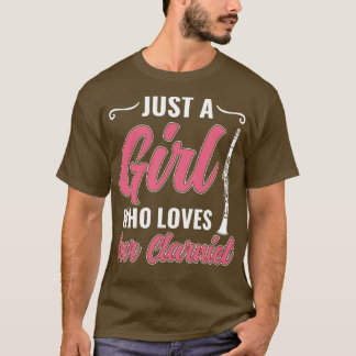 クラリネットの女性クラを愛する女おもしろいの子 Tシャツ