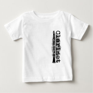 クラリネットの縦のデザイン ベビーTシャツ