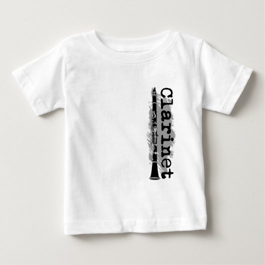 クラリネットの縦のデザイン ベビーTシャツ (正面)