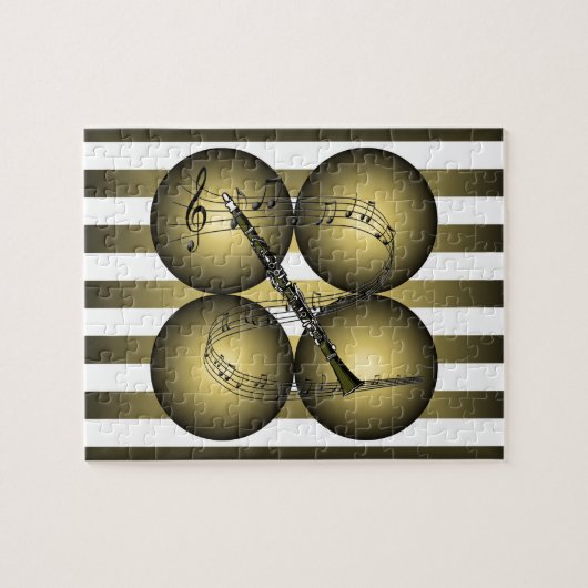 クラリネットの~の音階の~の音楽的な地球の~Stripes ジグソーパズル (横)
