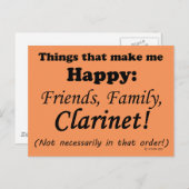 クラリネットは私を幸せにする ポストカード (正面/裏面)