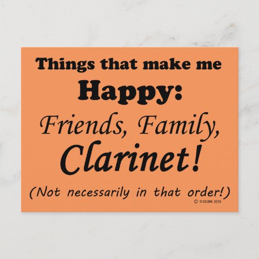 クラリネットは私を幸せにする ポストカード (正面)