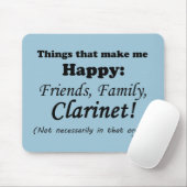 クラリネットは私を幸せにする マウスパッド (マウス)