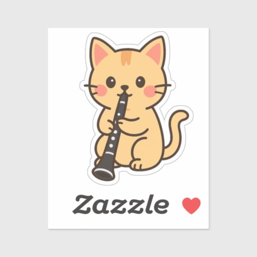 クラリネットを演奏する猫 シール (シート)