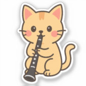 クラリネットを演奏する猫 シール (正面)