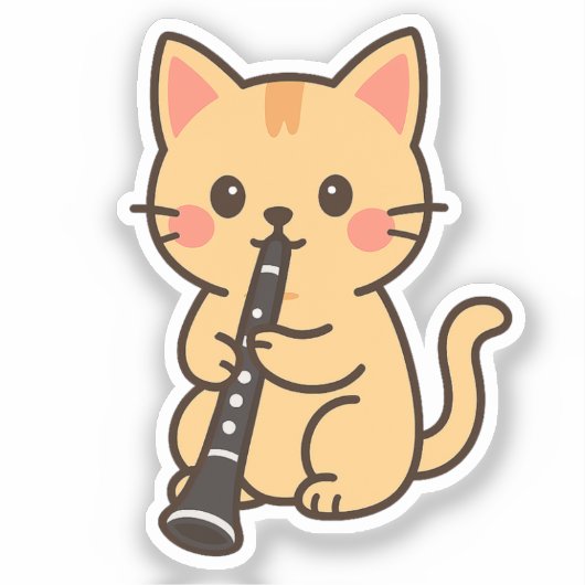 クラリネットを演奏する猫 シール (正面)