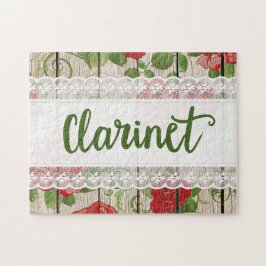 クラリネットウッドレース素朴バラ音楽 ジグソーパズル