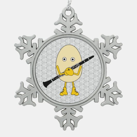 クラリネットエグヘッド スノーフレークピューターオーナメント (正面)