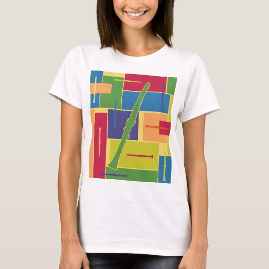 クラリネットカラーブロックレディースTシャツ Tシャツ (正面)