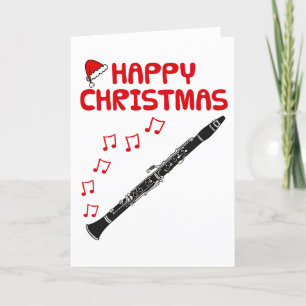 クラリネットクリスマスカードウッドウィンドミュージシャン サンキューカード