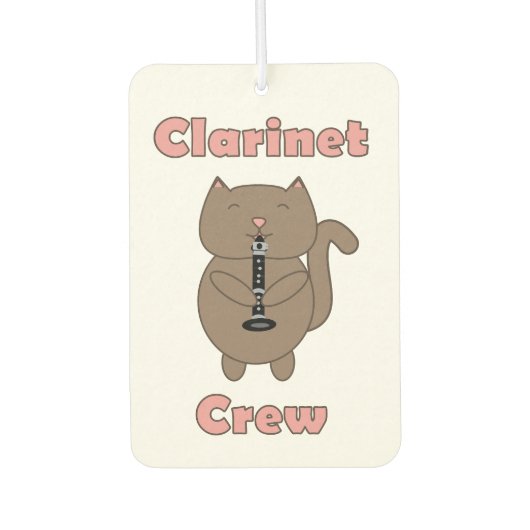 クラリネットクルーかわいい猫ピンク カーエアーフレッシュナー (正面)