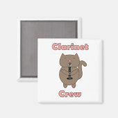 クラリネットクルーピンク猫おもしろい茶色 マグネット (正面/裏面)