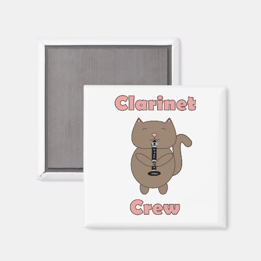 クラリネットクルーピンク猫おもしろい茶色 マグネット (正面/裏面)