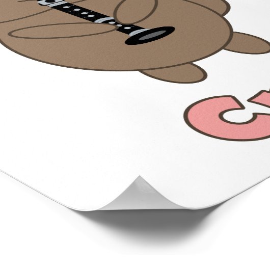 クラリネットクルーブラウンおもしろい猫 ポスター (角)