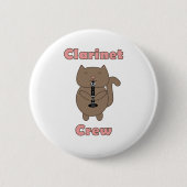 クラリネットクルーブラウンキャットピンクおもしろい 缶バッジ (正面)