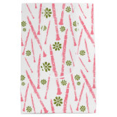 クラリネットフローラ音楽テーマピンク&グリーン ミディアムペーパーバッグ (裏面)