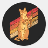 クラリネットプレイヤーキャットクラシカルミュージックミュージシャンキャット ラウンドシール (正面)