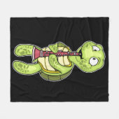 クラリネットプレイヤーシータートルミュージックキッズクラリネット フリースブランケット (正面(横))