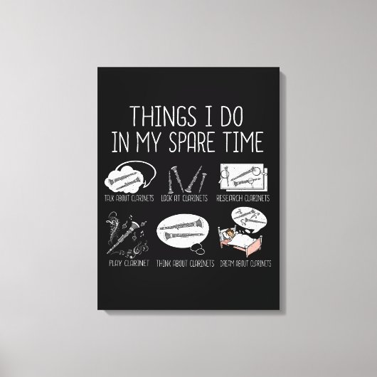 クラリネットプレイヤーメンオーケストラおもしろいクラリネット キャンバスプリント (正面)