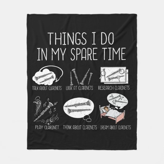 クラリネットプレイヤーメンオーケストラおもしろいクラリネット フリースブランケット (正面)