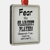 クラリネットプレーヤーを恐れて下さい メタルオーナメント (右)