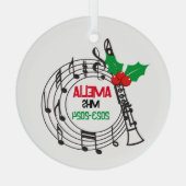 クラリネットマーチングバンドクリスマスオーナメント ガラスオーナメント (裏面)