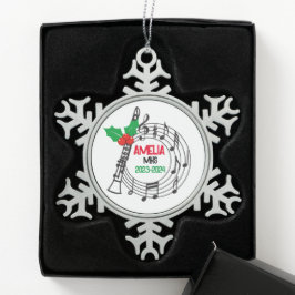 クラリネットマーチングバンドクリスマスオーナメント スノーフレークピューターオーナメント