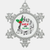 クラリネットマーチングバンドクリスマスオーナメント スノーフレークピューターオーナメント (正面)