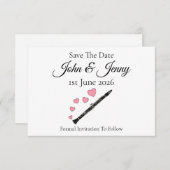 クラリネットミュージシャン結婚式の日付を保存 (正面/裏面)