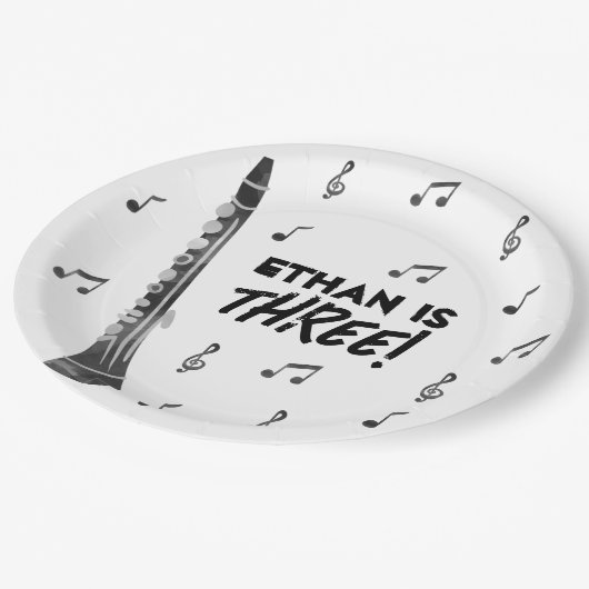 クラリネットミュージックテーマバースデーパーティー紙プレート ペーパープレート (アングル)