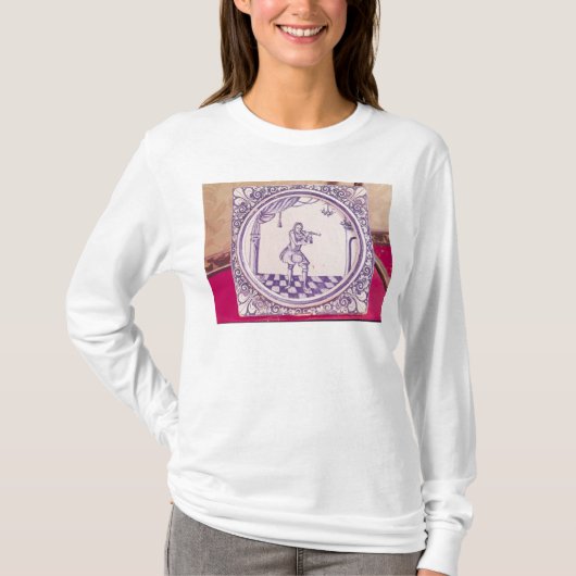 クラリネット奏者1706年を描写するタイル Tシャツ (正面)