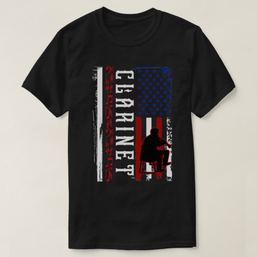 クラリネット米国国旗クラリネティスト Tシャツ (デザイン正面)
