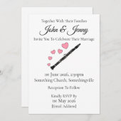 クラリネット結婚式招待状クラリネティストミュージシャン 招待状 (正面/裏面)