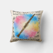 クラリネット調和カラフル：水の色。投薬 クッション (裏面)