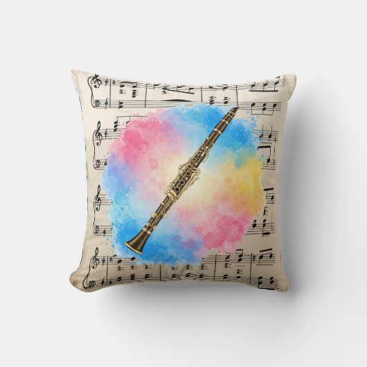 クラリネット調和カラフル：水の色。投薬 クッション (正面)