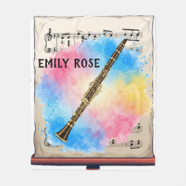 クラリネット調和カラフル：水の色。投薬 フリースブランケット