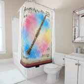 クラリネット調和カラフル：水彩 シャワーカーテン (インサイチュ)