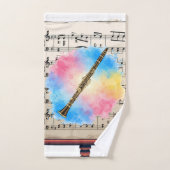クラリネット調和カラフル：水彩 バスタオルセット (ハンドタオル)