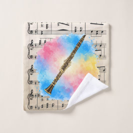 クラリネット調和カラフル：水彩 バスタオルセット