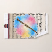 クラリネット調和カラフル：水彩 バスタオルセット (ハンドタオル)