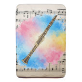 クラリネット調和カラフル：水彩 バスマット (正面縦)