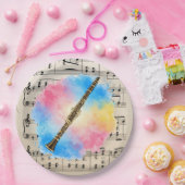 クラリネット調和カラフル：水彩 ペーパープレート (パーティー)