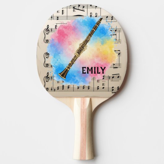 クラリネット調和カラフル：水彩 卓球ラケット (正面)