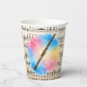 クラリネット調和カラフル：水彩 紙コップ (裏面)