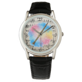 クラリネット調和カラフル：水彩 腕時計