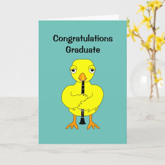 クラリネット雛 カード (黄色い花)